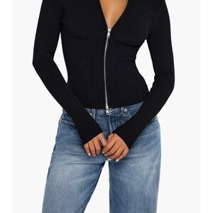 Good American Black Ribbed Sweater